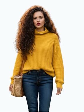 Aritzia Wilfred Montpellier Merino Wool Sweater Yellow Size S